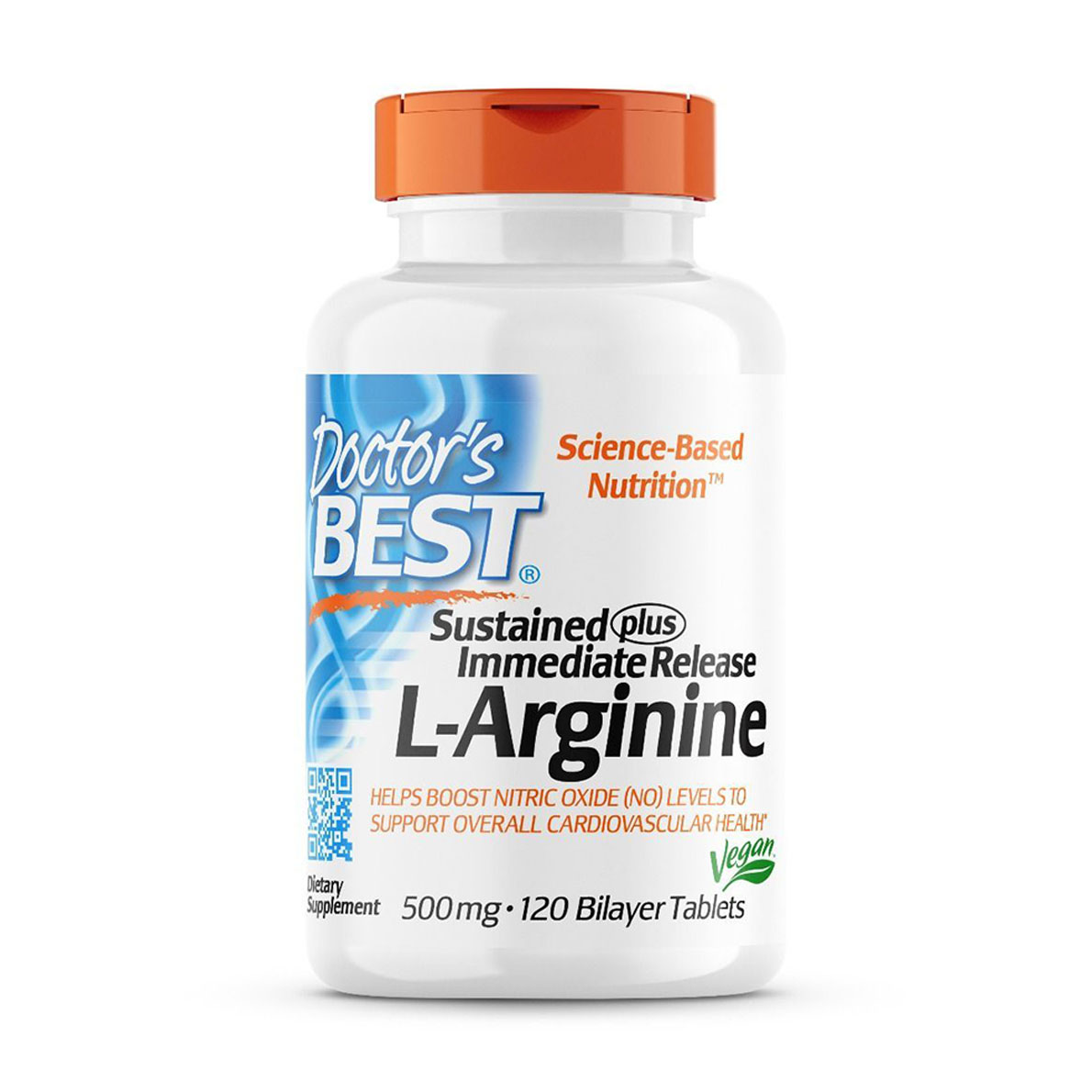 L-Аргінін Doctor's Best Sustained Plus Immediate Release L-Arginine 500 мг, 120 таблеток